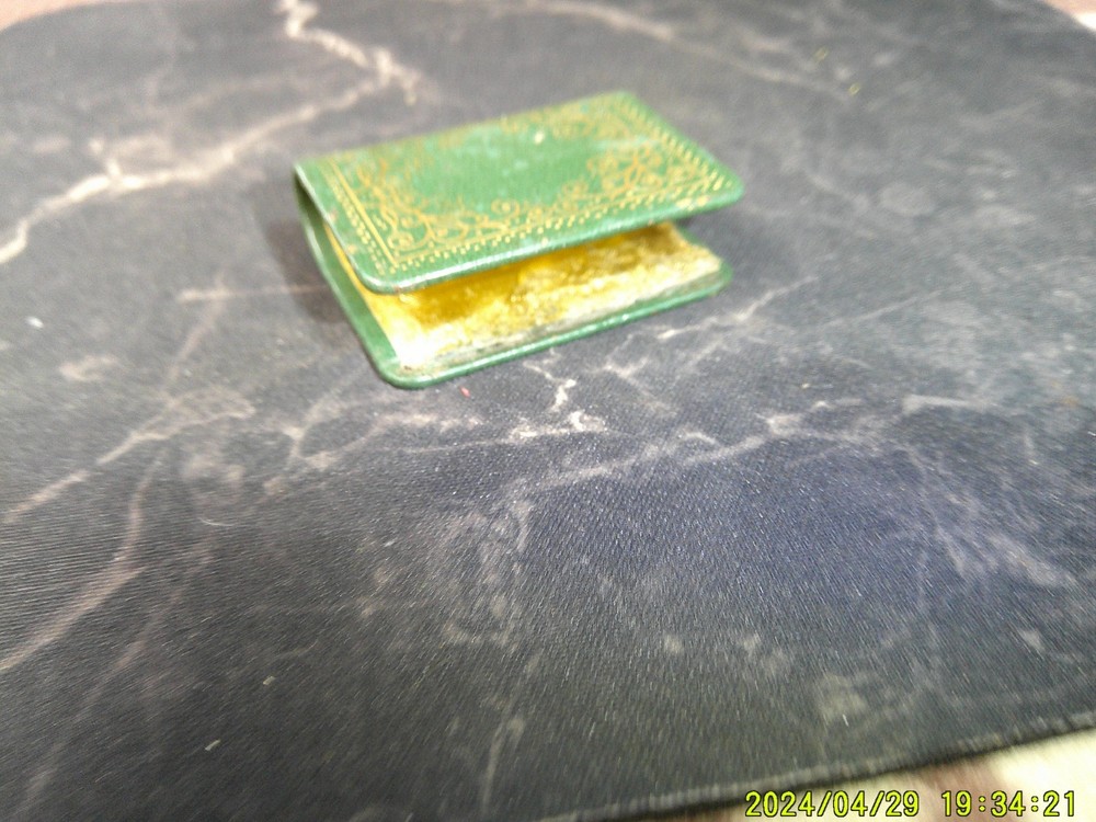 Antique Pocket Match Holder Safe Box Painted LIBRARY BOOK
