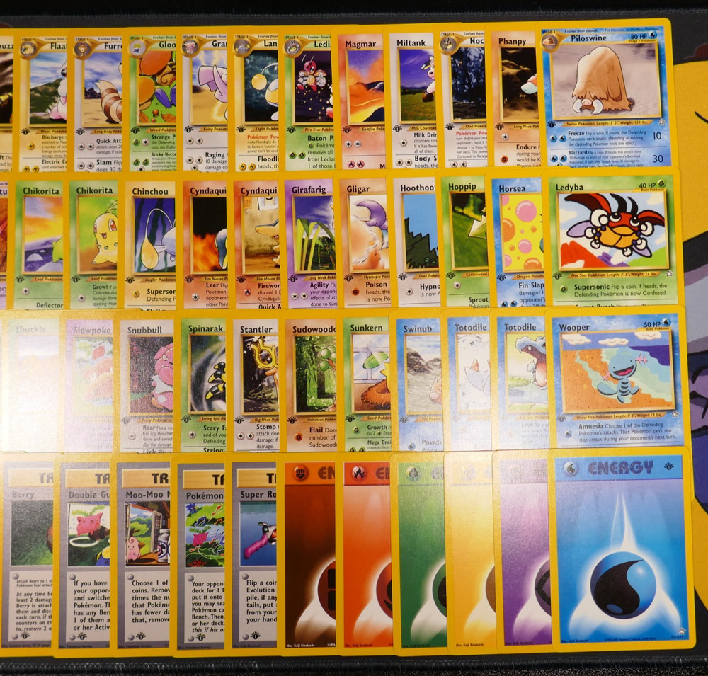 MP/HP (1st edition) COMPLETE Pokemon NEO GENESIS Set 76-Card UNCOMMON/COMMON ed