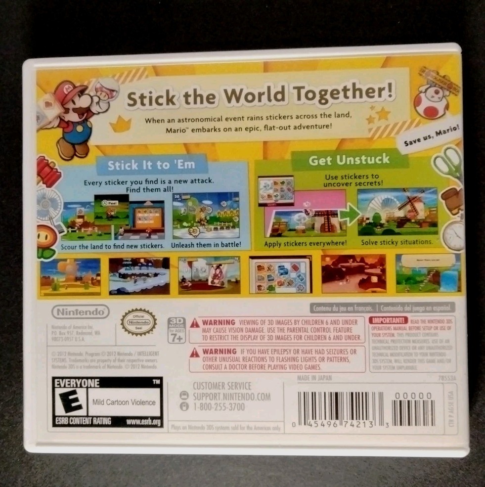 Paper Mario Sticker Star Nintendo 3ds Authentic Case Artwork ONLY