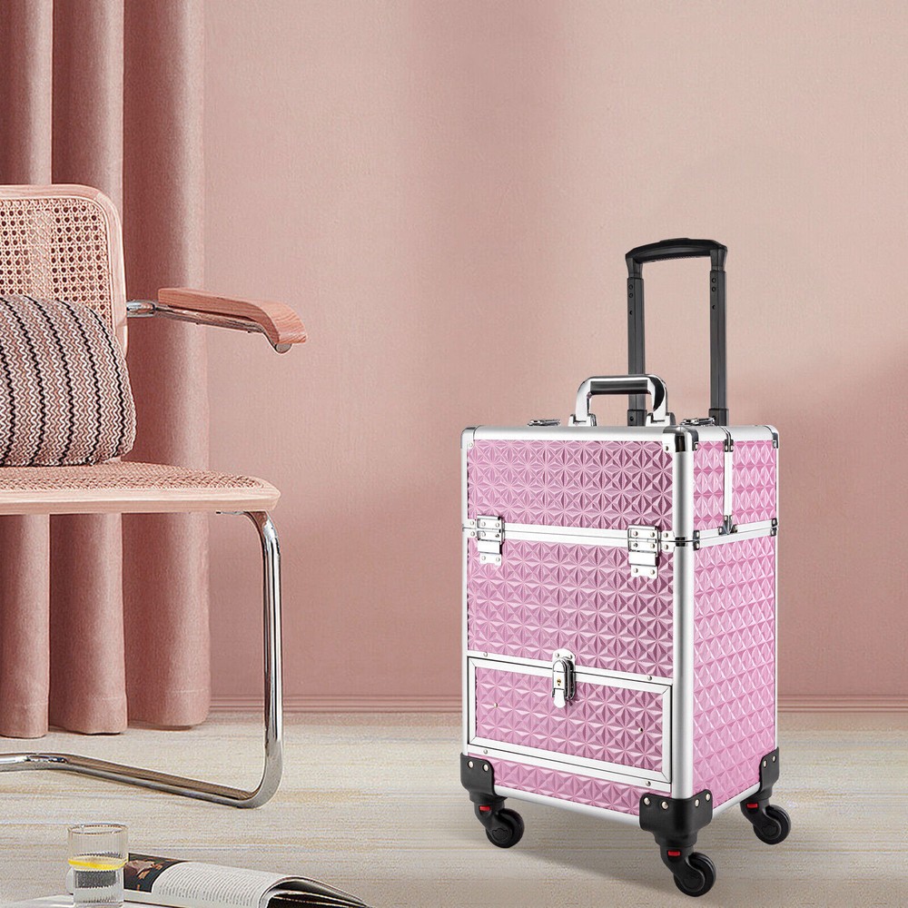 Professional Rolling Makeup Train Case Cosmetic Trolley Makeup Storage Organizer