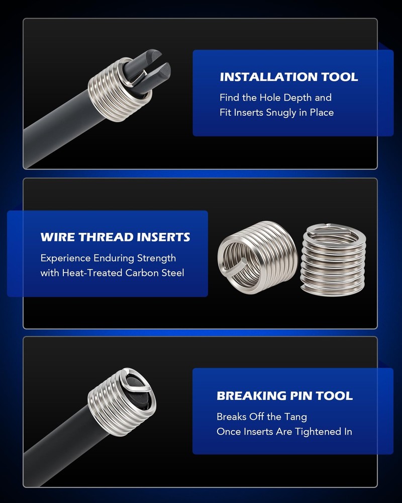 Orion Motor Tech 172pc Thread Repair Kit, SAE Set, Silver, Blue