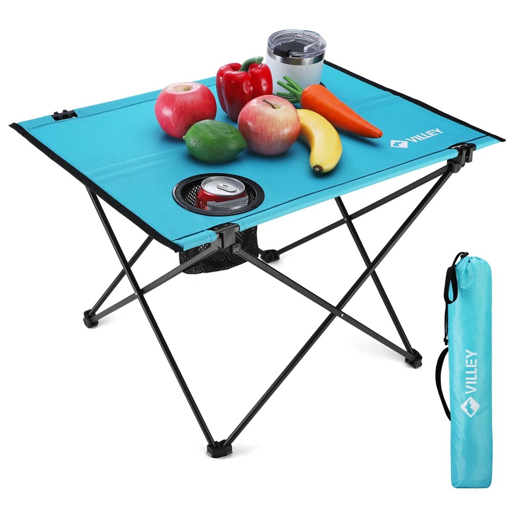 VILLEY Small Folding Camping Table Lightweight Portable Beach Table for Camping