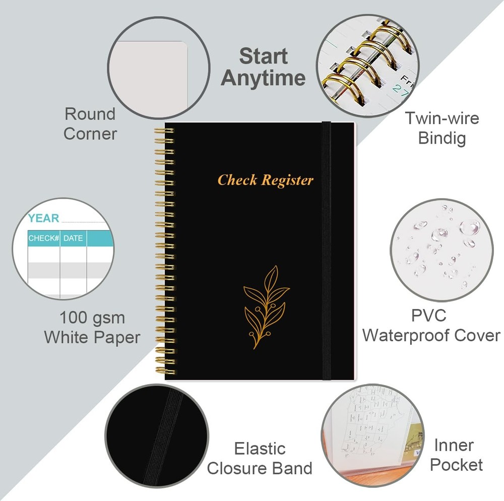 Check Register - A5 Checkbook for Personal Checkbook, Expense Black