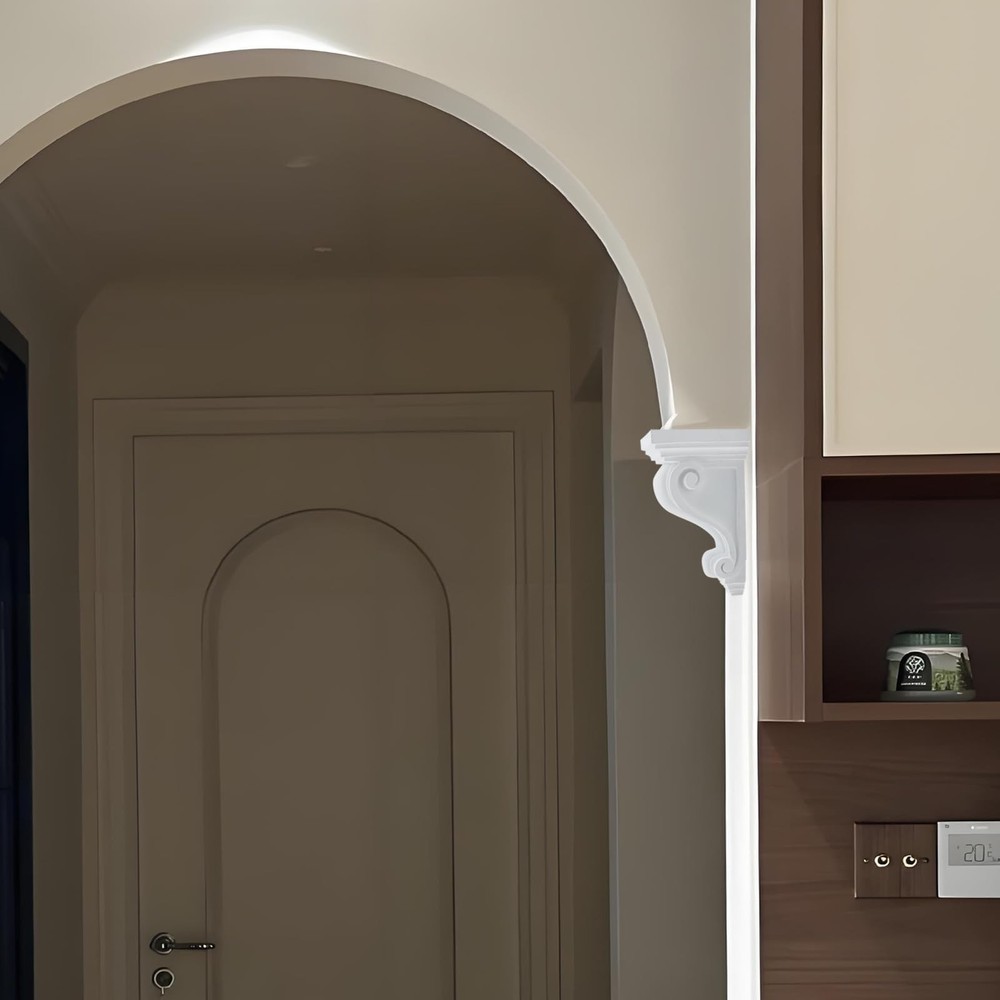 PU Corbel Decorative Ceiling Corner SelfAdhesive Shelf Bracket White Scroll
