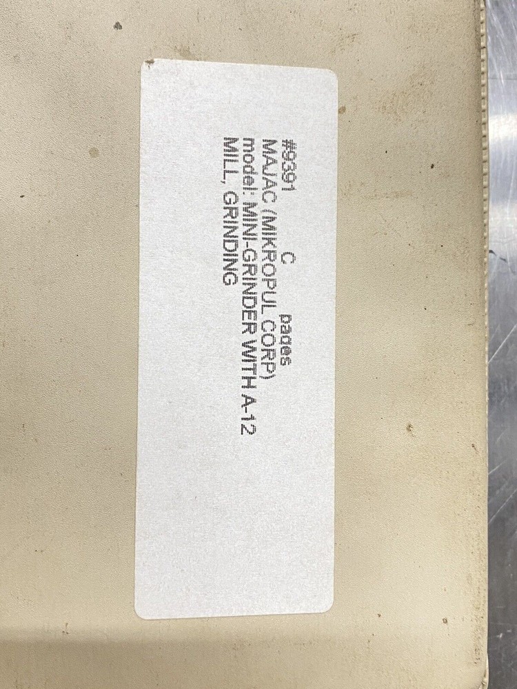 MAJAC Mini Grinder A-12 Classifier, Mill Grinding - Users Guide / Manual
