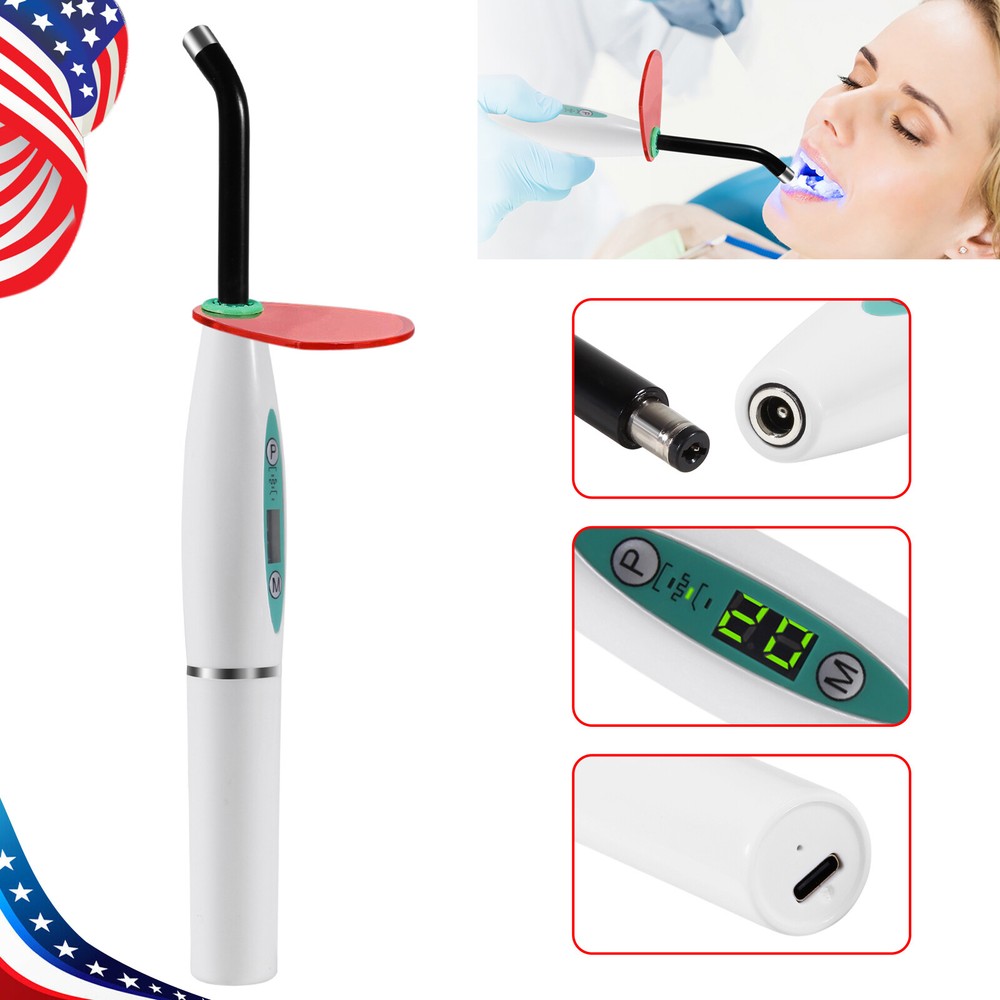 Dental LED Curing Light Lamp 10W 5 Sec Curing 2200mW/cm² Wide Spectrum