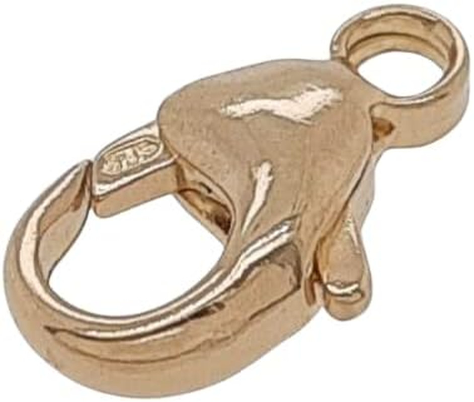7.8MM 14K Solid Yellow Gold Teardrop Lobster Clasp with Ring by