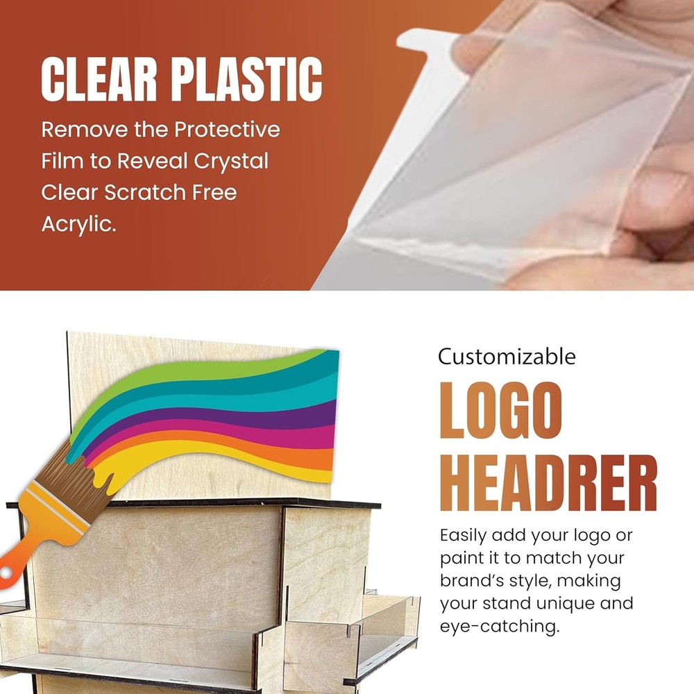 TORCHED 4-Sided Rotating Display Stand | Versatile Showcase | For Coaster, Notes