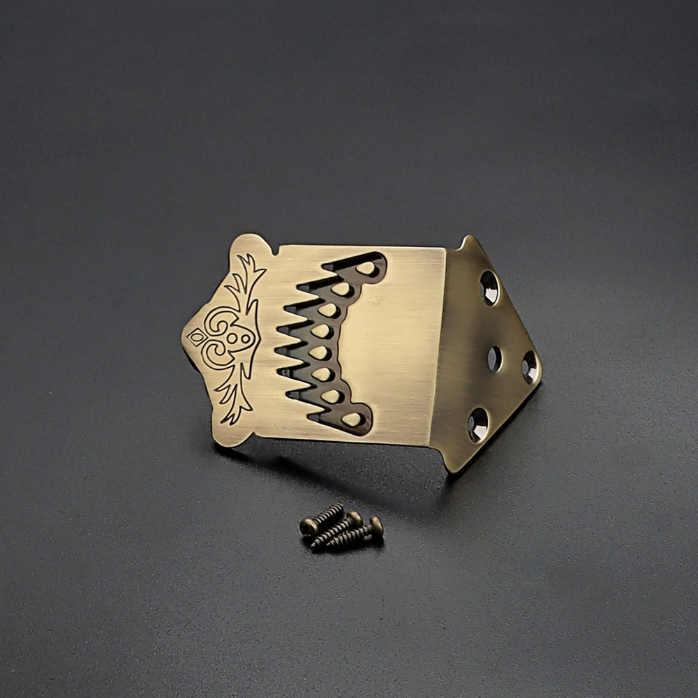 Lightweight 8 String Mandolin Tailpiece Feather Pattern Metal Bronze Mandolin