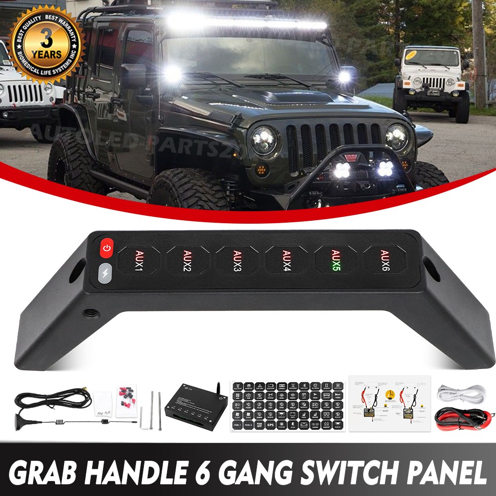 Grab Handle Wireless Switch Panel For Jeep Wrangler JL 2018-23 &Gladiator 6 Gang