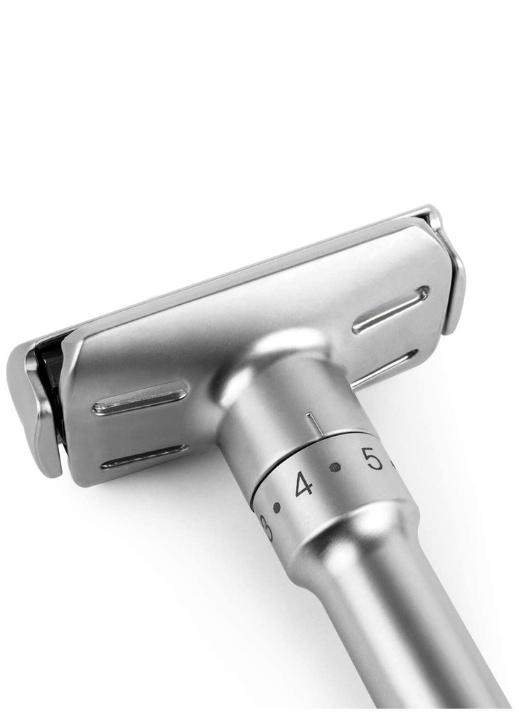 TWIST Adjustable Safety Razor Siver With Base Stand +5 Blades