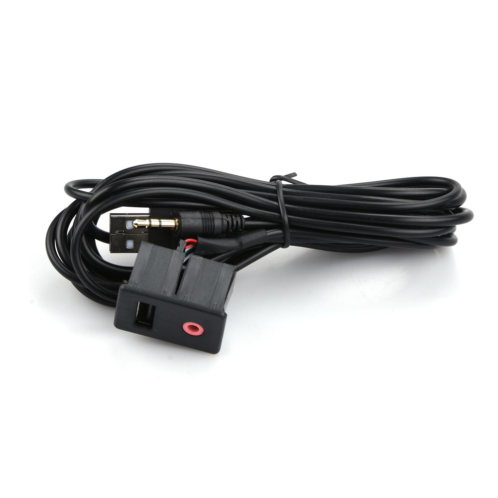 3.5mm Car Boat Audio USB AUX Adapter Dash Flush Mount Panel With 1.5M Cable E