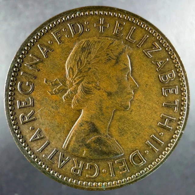 1966 Great Britain Half Penny Ship Reverse Sharp Features