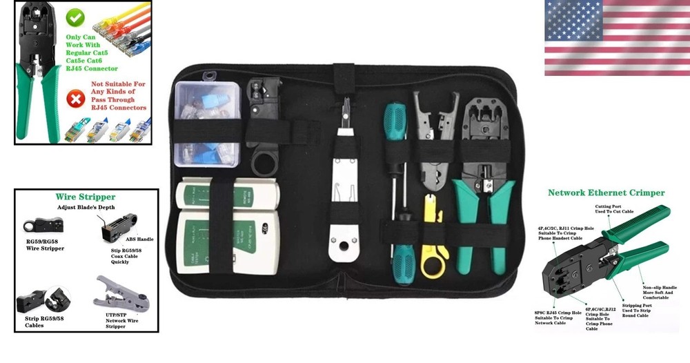 11-in-1 Ethernet Cable Crimper Kit