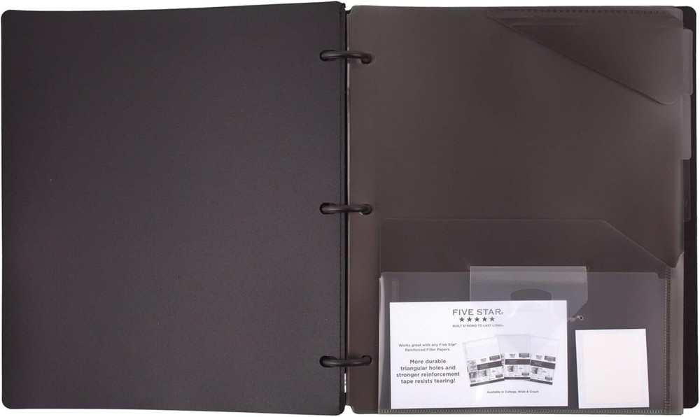 Five Star Flex Refillable Notebook + Study App, College 8 1/2" x 11", Black