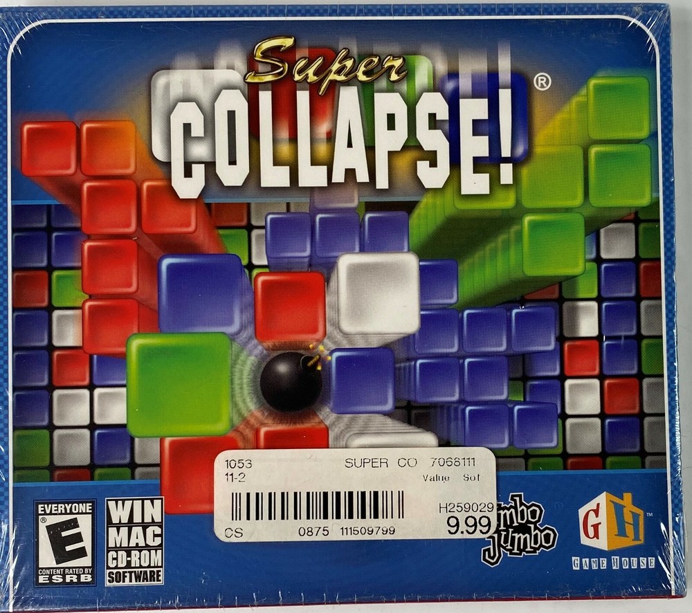 Super Collapse! CD-ROM Software for PC and Mac Factory Sealed, NEW