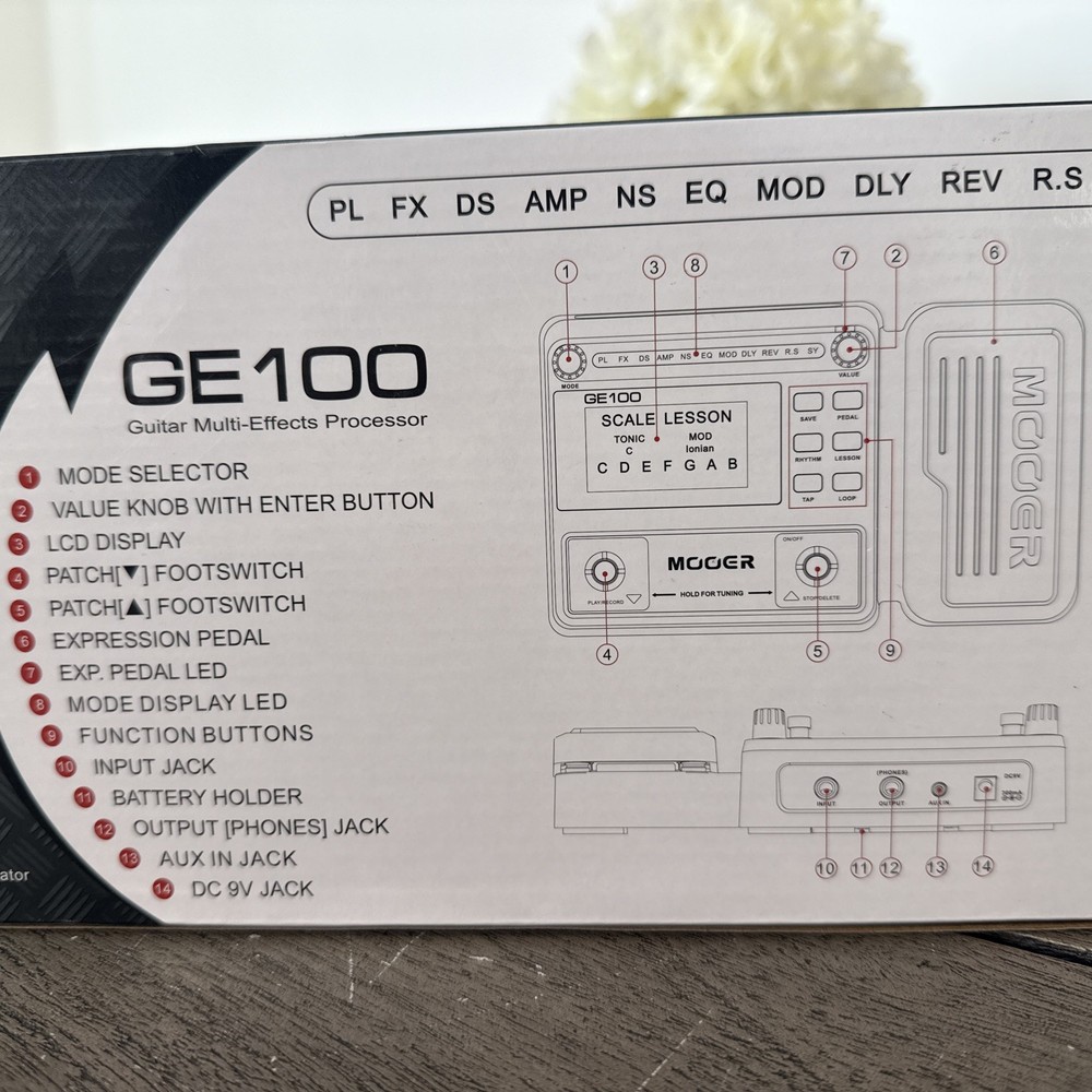 MOOER GE100 Guitar Multi-effects Processor Effect Pedal + Loop Recording
