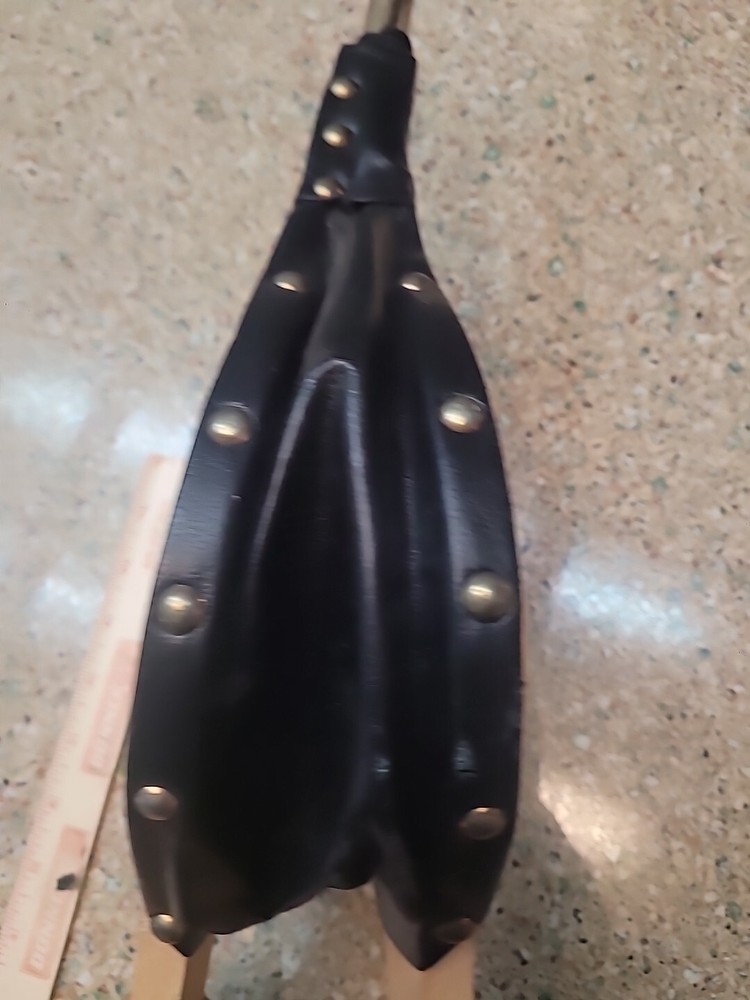 Bellows Fireplace Wood Black Leather Fire NICE!