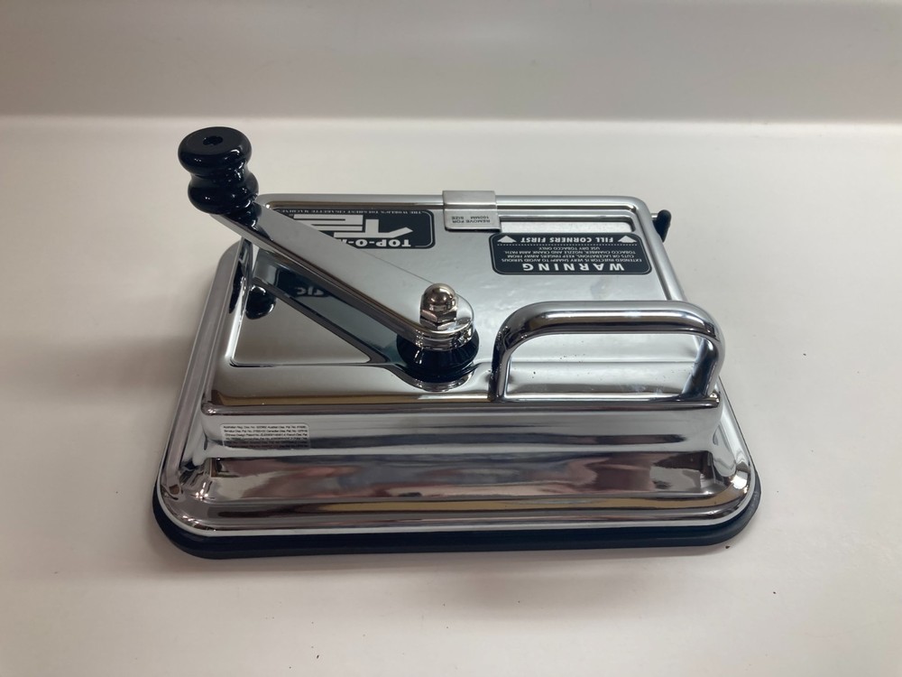 Top-O-Matic T2 Chrome Cigarette Rolling Machine with box and instructions