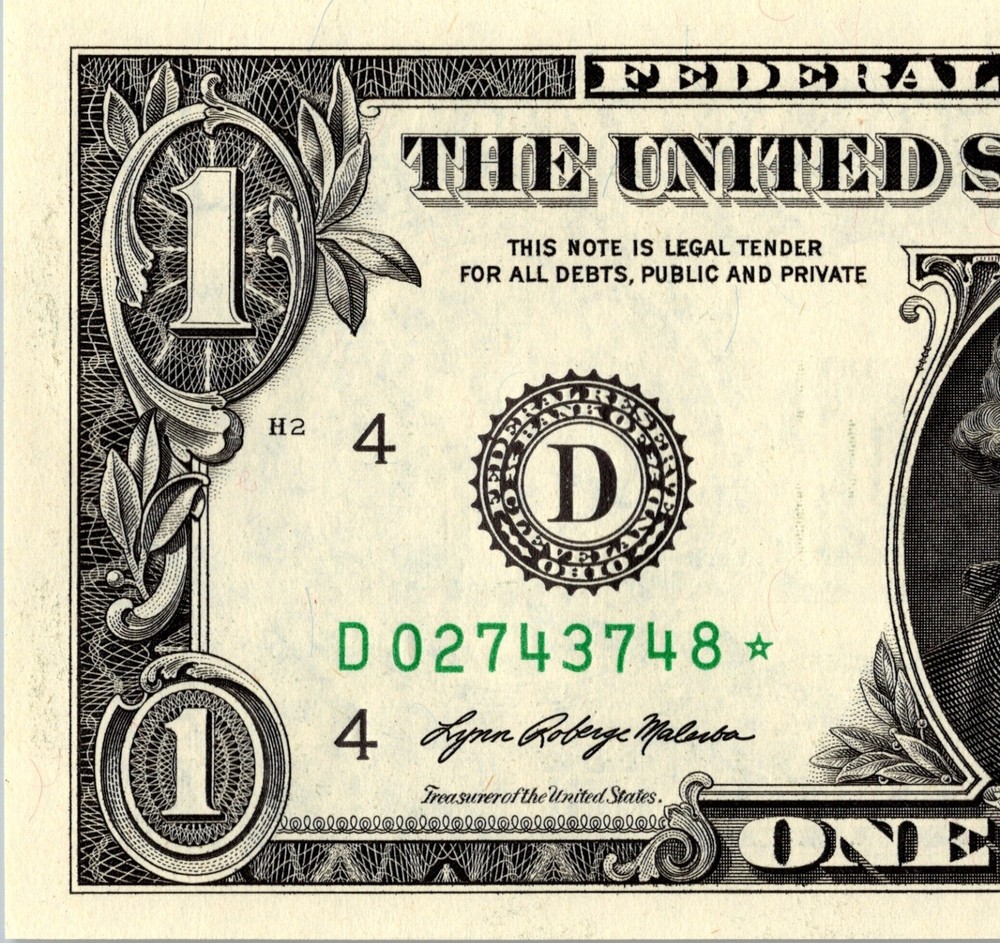 2021 D Star Note One Dollar Bill Regular Run Pack Note D02743748* UNC