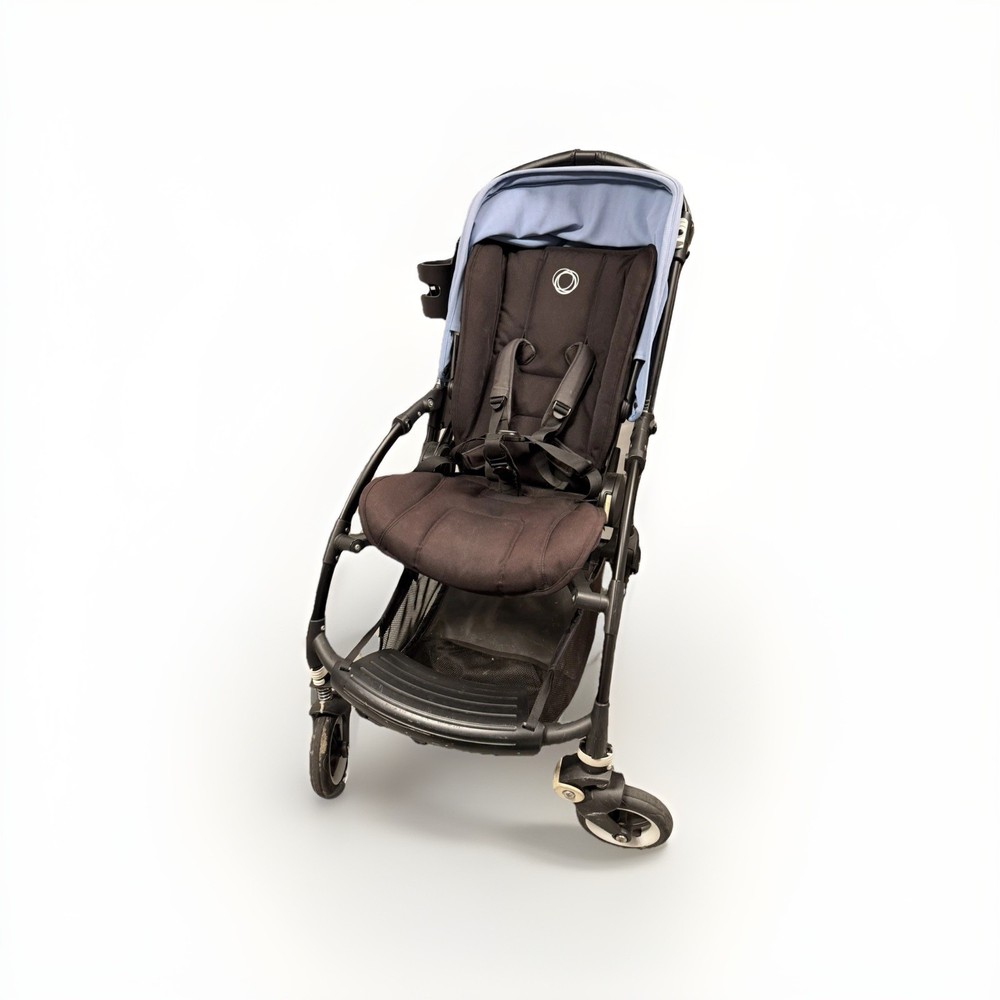 Bugaboo Bee 5 City Stroller - Black Frame - Blue Canopy + Cupholder