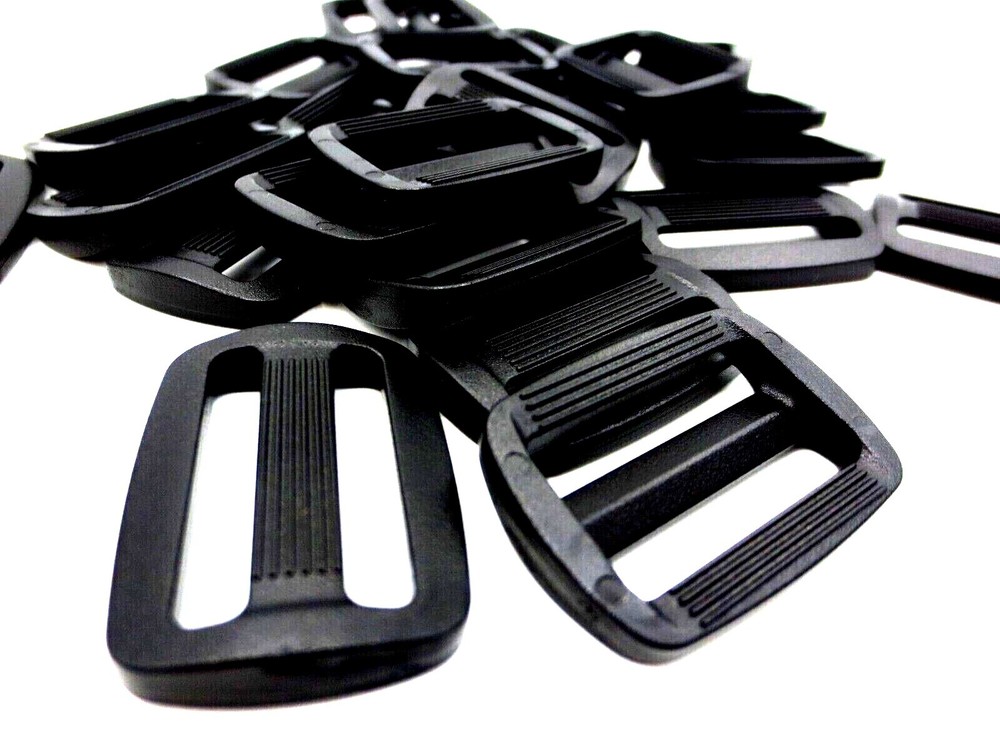 Fits 1.5", 38mm Wide Strap Webbing, Slide 3-Bar Adjuster Durable! Black Plastic