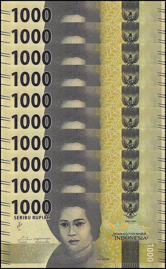 Indonesia 1000 Rupiah, 2017, P-154b, UNC, REPLACEMENT X 10 PCS