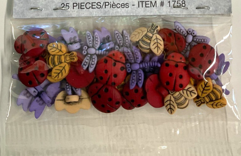 DRESS IT UP #1758 - TINY BUG BUTTON - SHANK - ASSORTED - 1 PACK