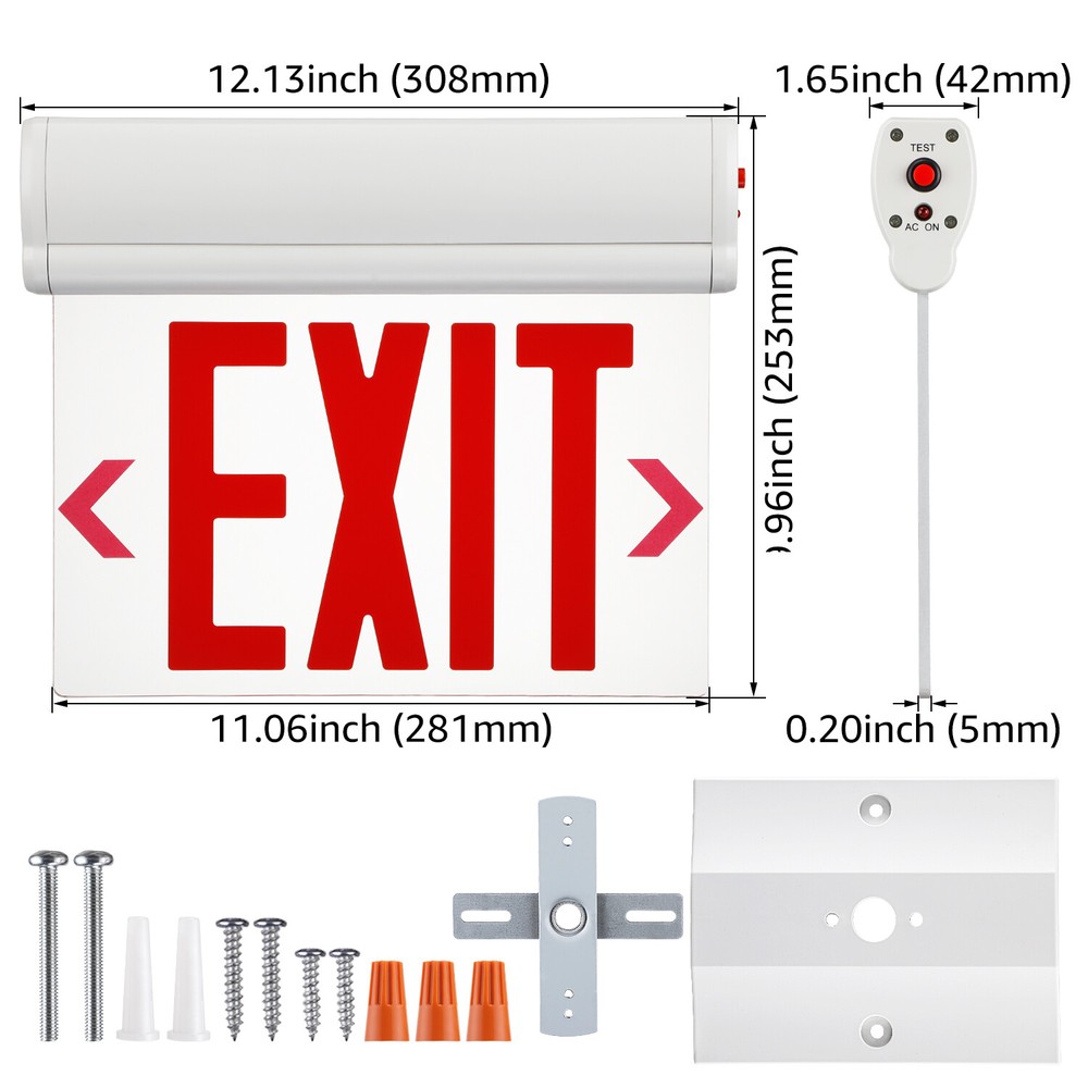 2-Pack LED Edge Lit Exit Sign, with Rotating Clear Panel, Single Acrylic Face