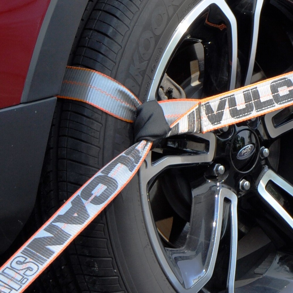 VULCAN 8-Point Roll Back Car Tie Down Kit - Chain Tails, 4 Pack - Silver Series