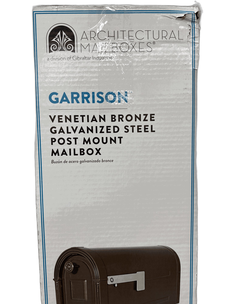 Architectural Mailboxes Garrison Venetian Bronze,Large, Steel,Post Mount Mailbox