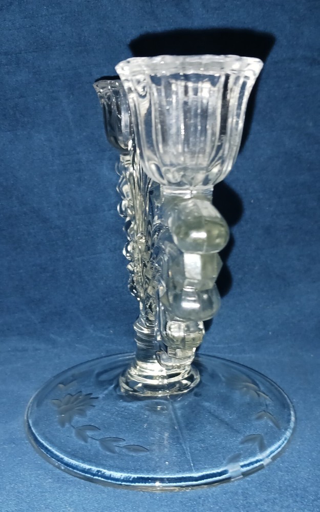 Crystal ART DECO Style Flared Double Candle Holder on Base