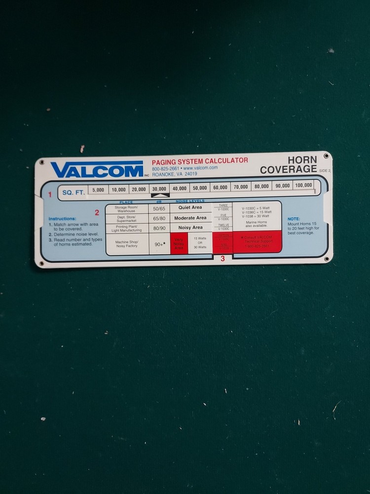 VALCOM paging system Calculator