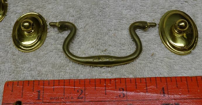 * Vintage SOLID BRASS - Drawer DROP BALE HANDLE - NICE for AGE!! *
