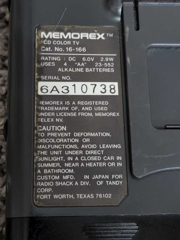 Vintage Memorex Pocketvision 29 Powers On