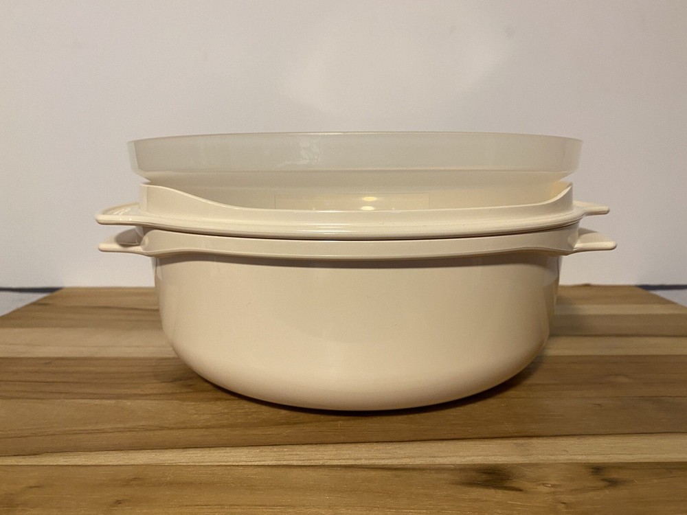 Tupperware Beige Microwave/Steamer/Cooker Stack 2210/2193/2346 ~ VGUC