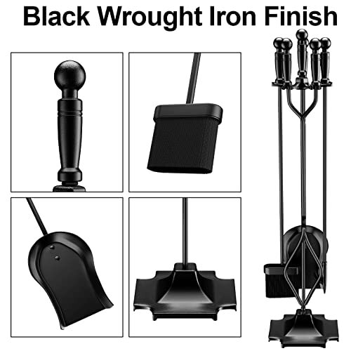 FIREPLACE TOOLS SET Wrought Iron Fire Place Accessories 5 Pcs GAMEXCEL