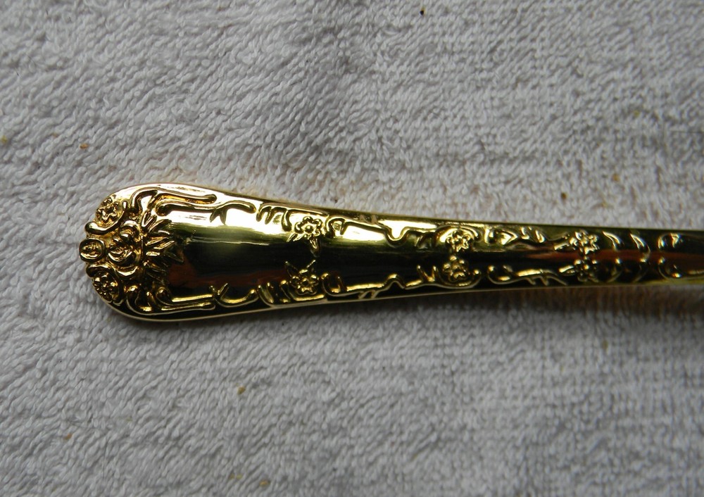 Wm Rogers & Son Cold Meat Fork ~ ENCHANTED ROSE ~ Gold Plated