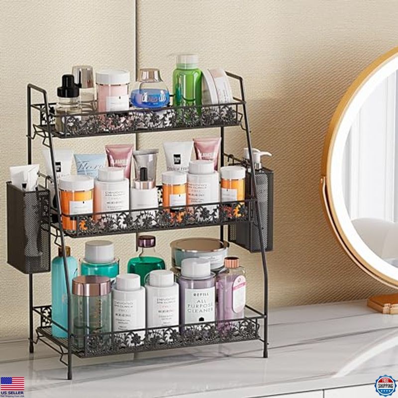 3-Tier Storage Rack - Versatile Organizer Shelf for Kitchen, Bathroom, Office