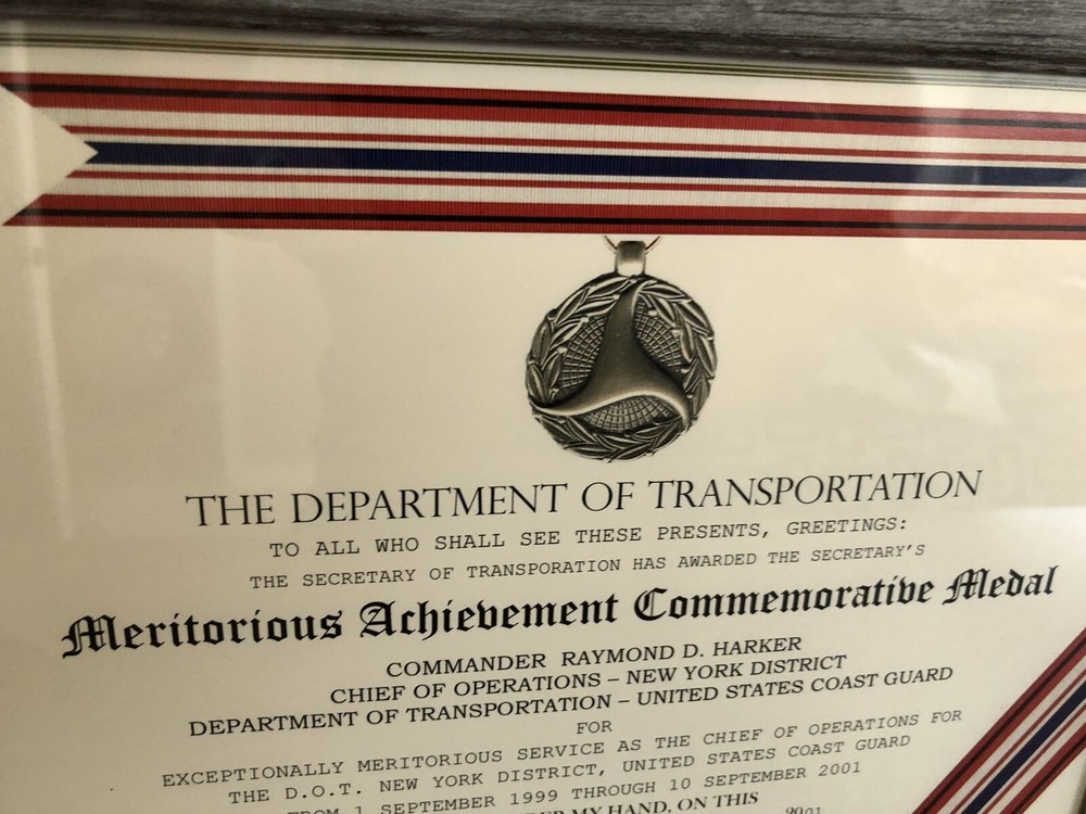 DOT ~ MERITORIOUS ACHIEVEMENT COMMEMORATIVE MEDAL CERTIFICATE ~ Type 1