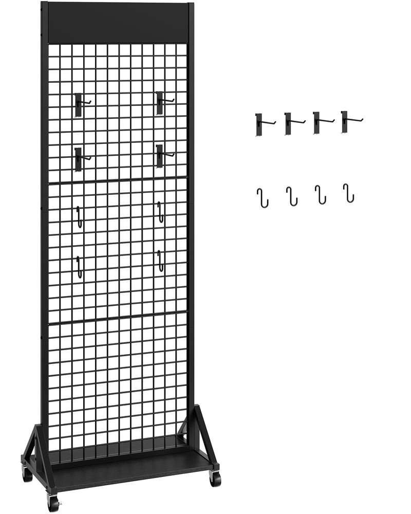 Grid Wall Panel, 2’ x 5.7’ Ft Floor Standing Gridwall Display Rack, Retail Di...