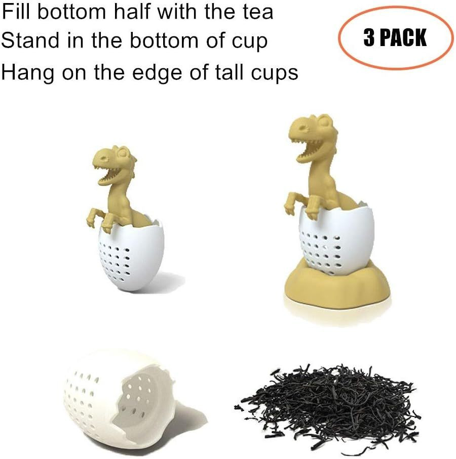 Tea Infuser,Dinosaur & eggshell Filter Diffuser Loose Silicone Strainer...
