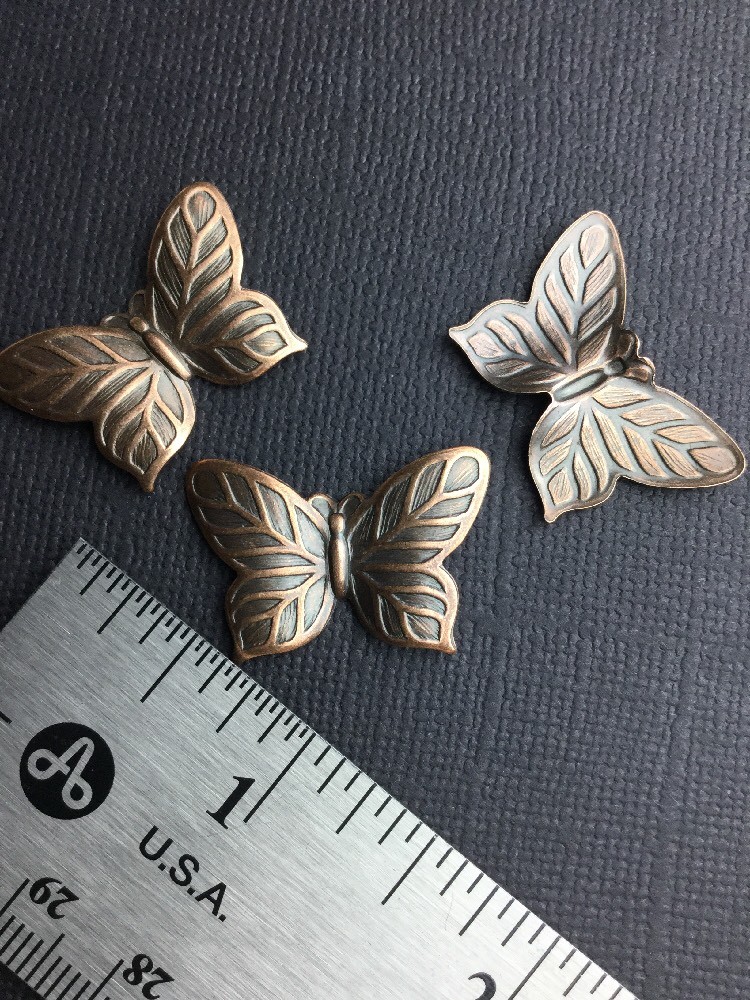 34775 - 2 Pc  Copper Oxidized Victorian Butterfly Jewelry Finding
