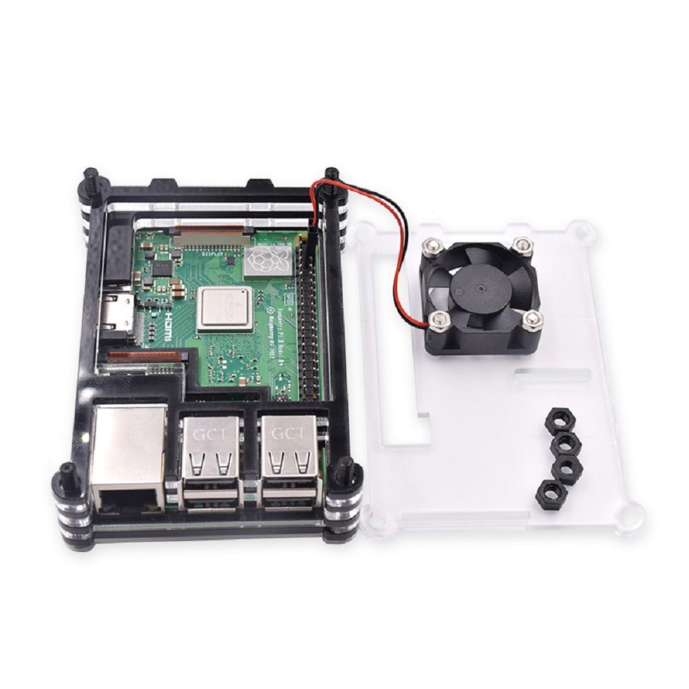 9 Layers Acrylic Transparent Case With Cooling Fan For Raspberry Pi 3B+/3B