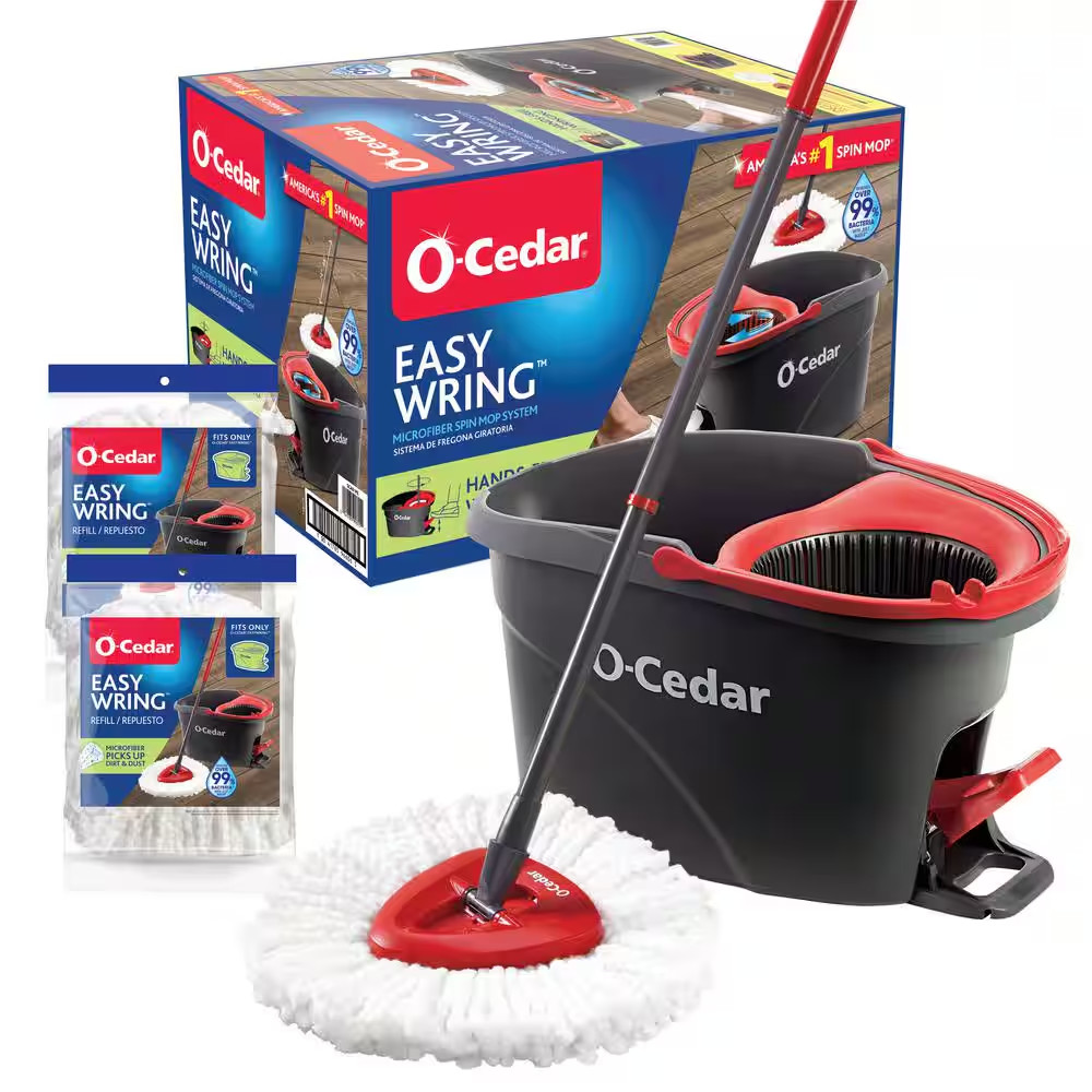 Easywring Spin Mop and Bucket System 2 Extra Machine Washable Mop Head Replaceme