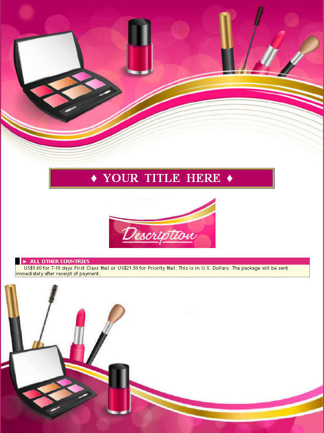 AUCTION TEMPLATE Cosmetics Design Border Makeup - FREE SHIPPING