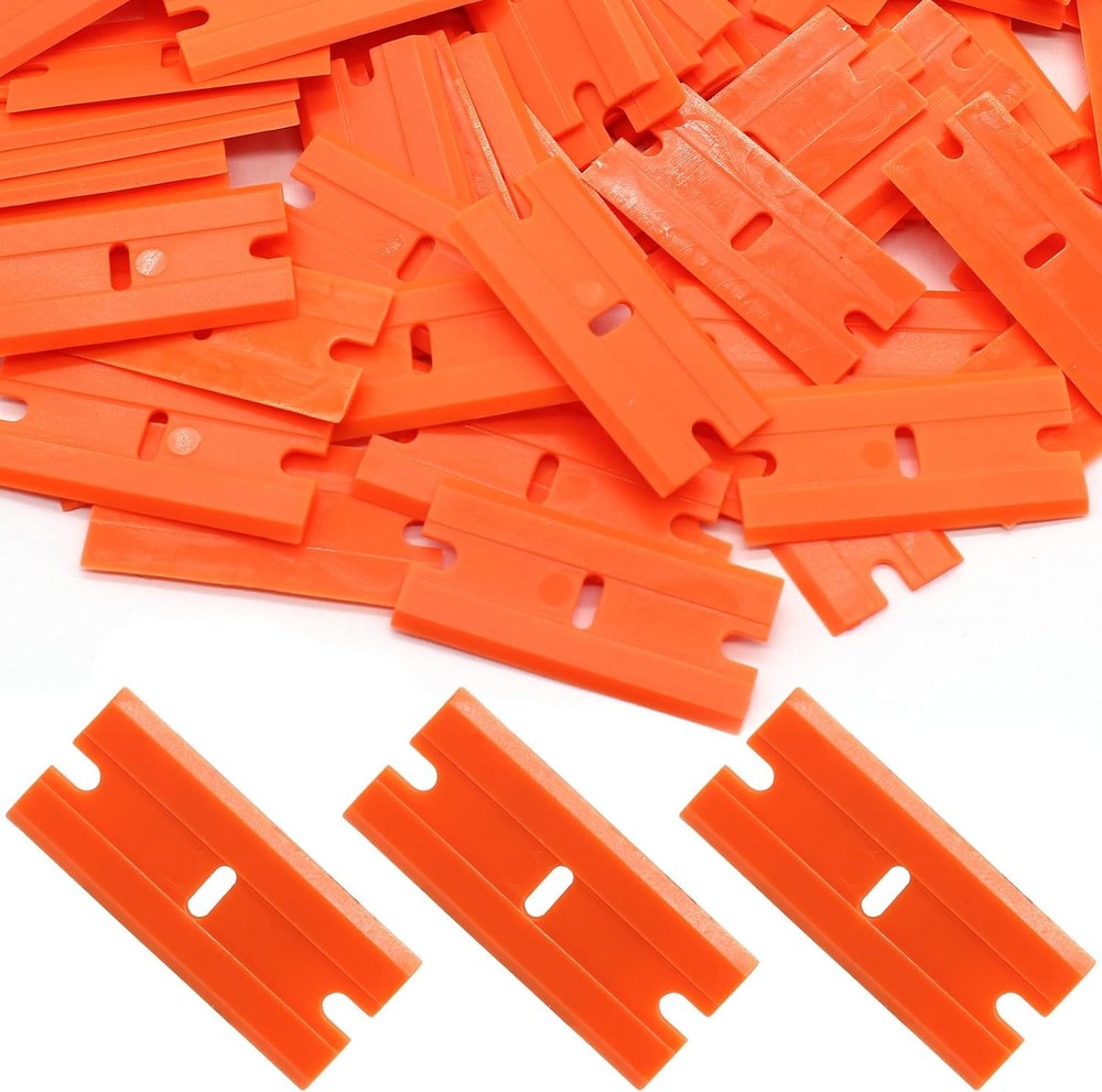 100pcs Plastic Razor Blades, Double Edged Plastic Scraper Blades Replacement for