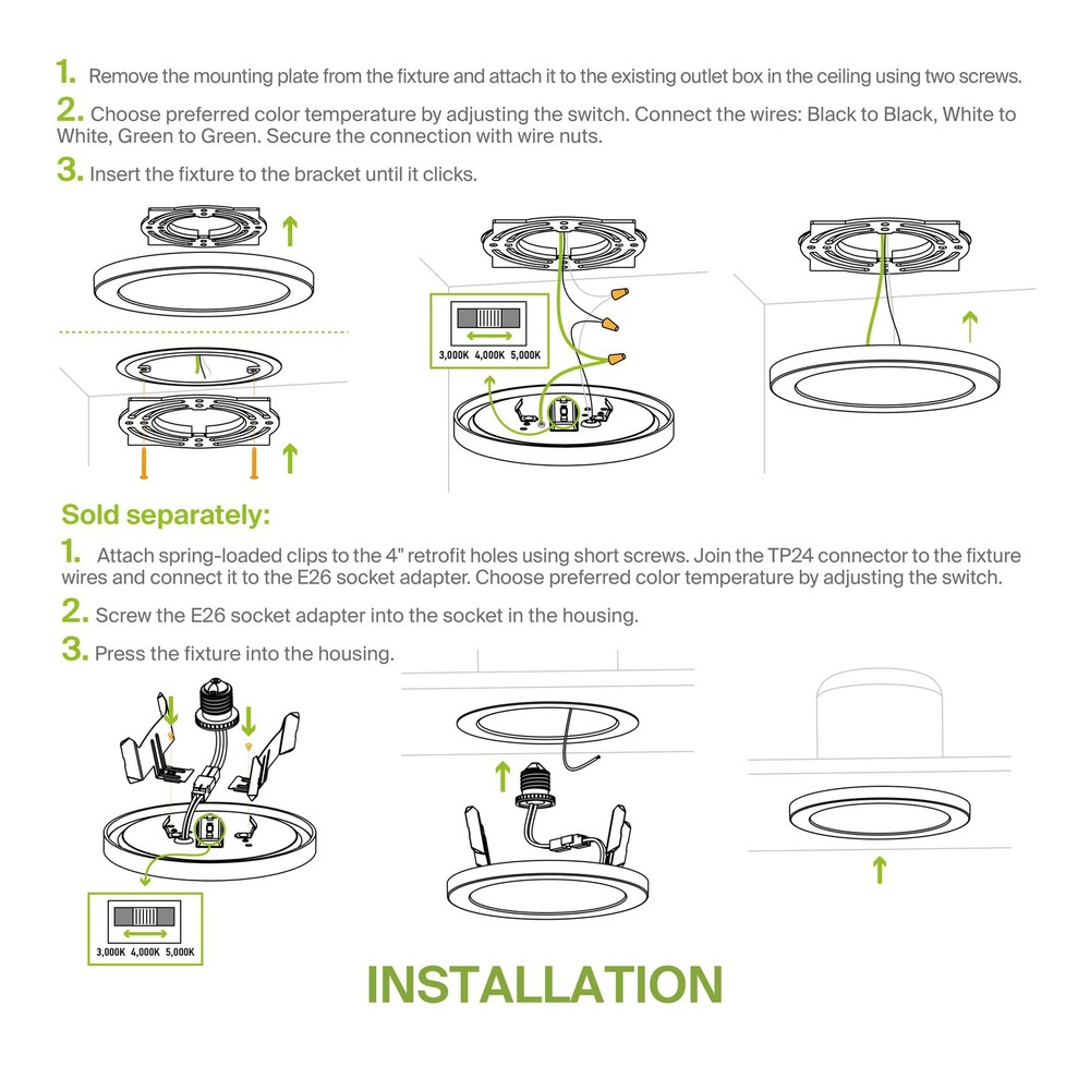 7" Round Flush Mount Ceiling Light Fixture, Low Profile Surface Lighting | 5C...