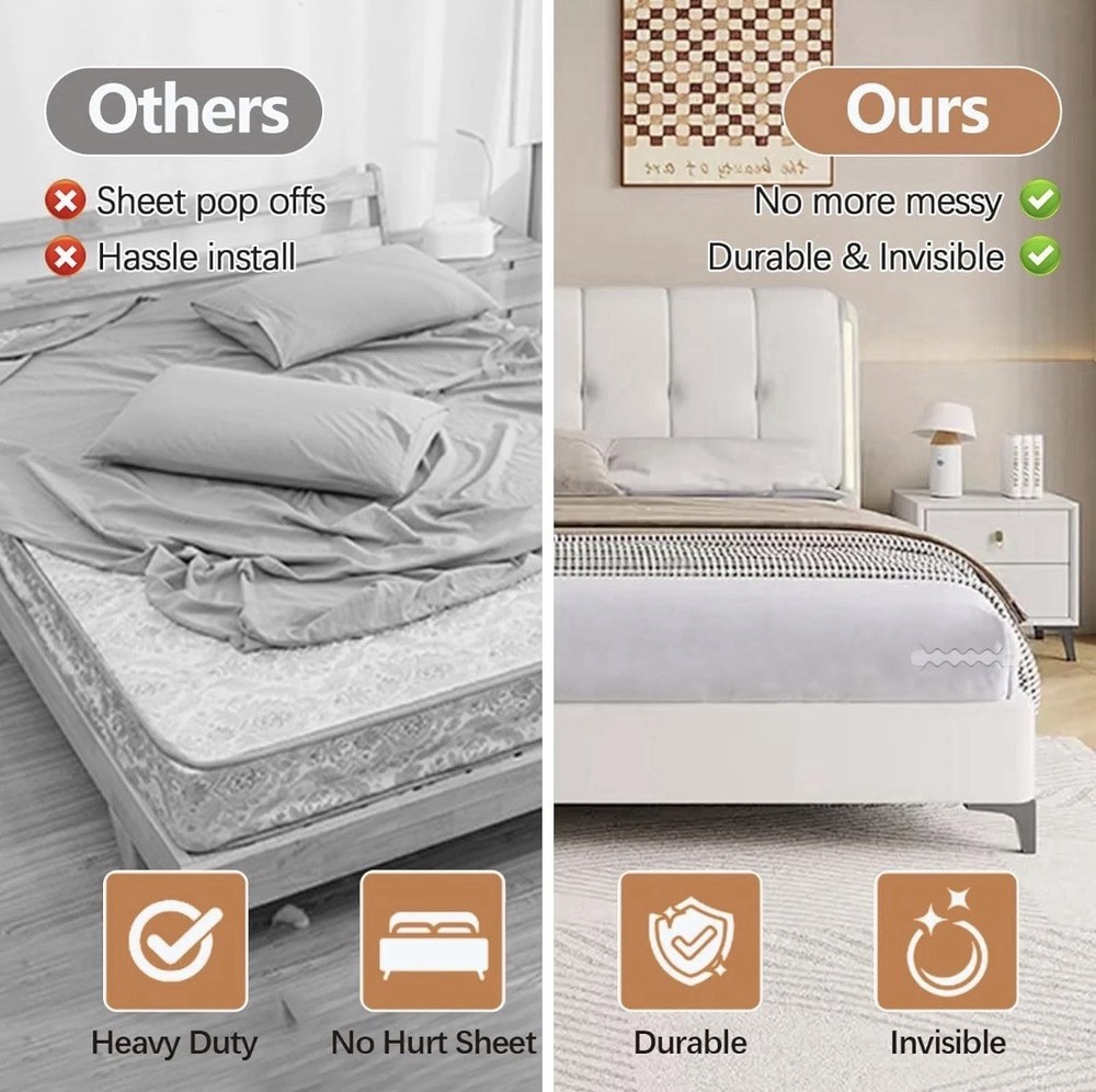 Adjustable Bed Sheet Holders with Lock, Upgraded Bed Sheet Straps Keep Firm