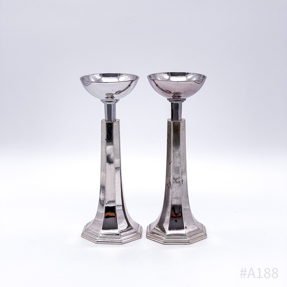 2-Piece Set Vintage Tea Light Holders Candle Holders, Silver Plated | 19Cm
